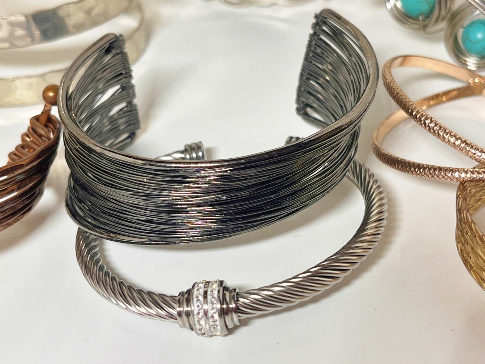 Women’s Mixed Most Metal Cuff Style Bracelets Lot of 11 Various Colors & Widths