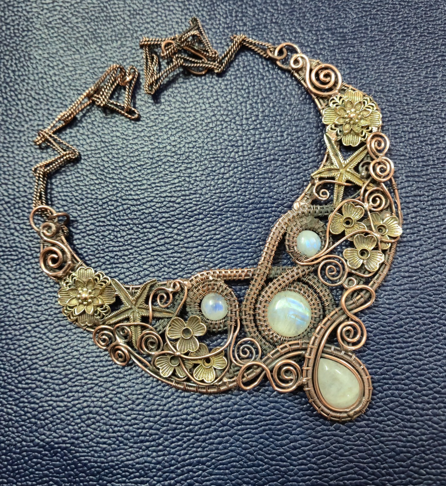 Beautiful Moonstone Necklace Copper Wire Wrapped Necklace Gemstone Jewelry Gifts