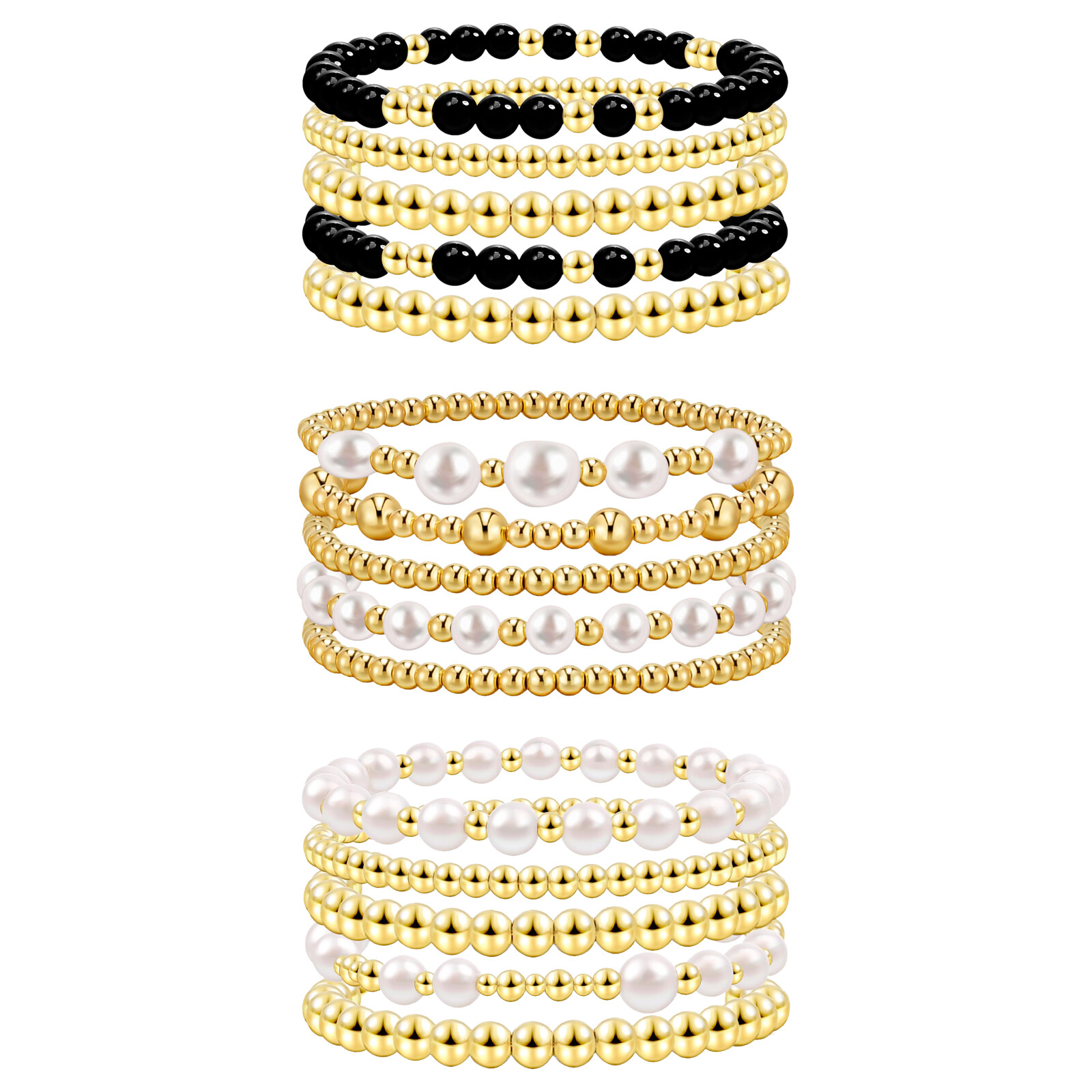 5Pcs Women Girls Gold Tone Boho Stackable Beaded Stretch Bracelets Wedding Gift