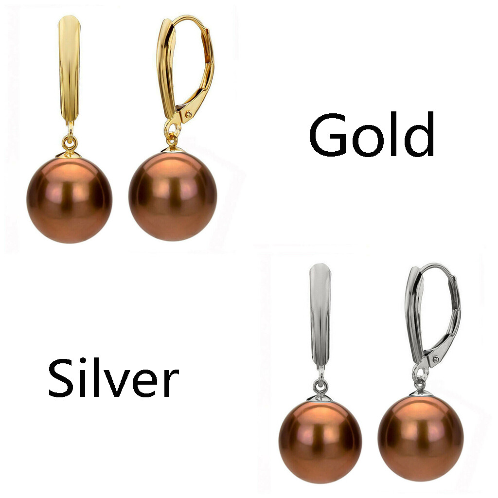 Wholesale Beautiful 8-16mm Multi-color Shell Pearl Gold Dangle Earring AAA