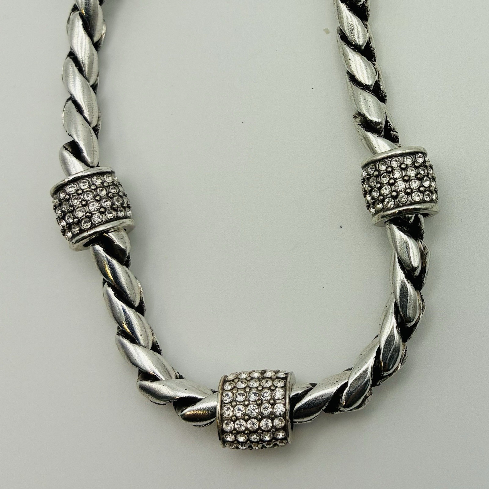 Brighton Meridian Necklace 16-18″ Silver Plated, 5 Crystal Stations