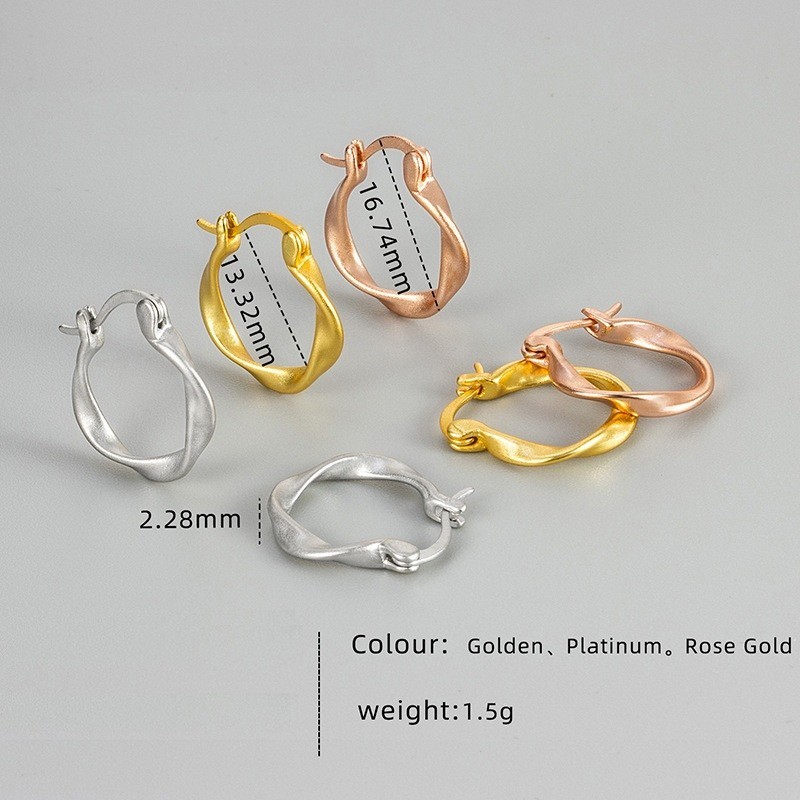 Women Silver Gold Twist Geometric Click-Top Huggie Hoop Earrings 16mm Gift B13