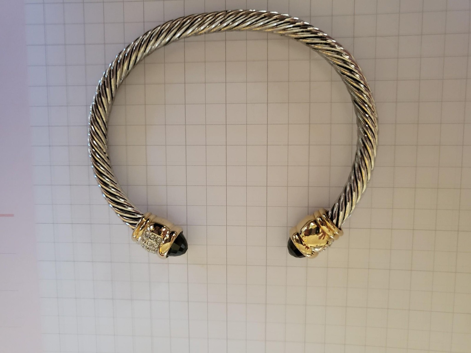 David Yurman Like Silver Onyx Diamond Gold Plated Bracelet