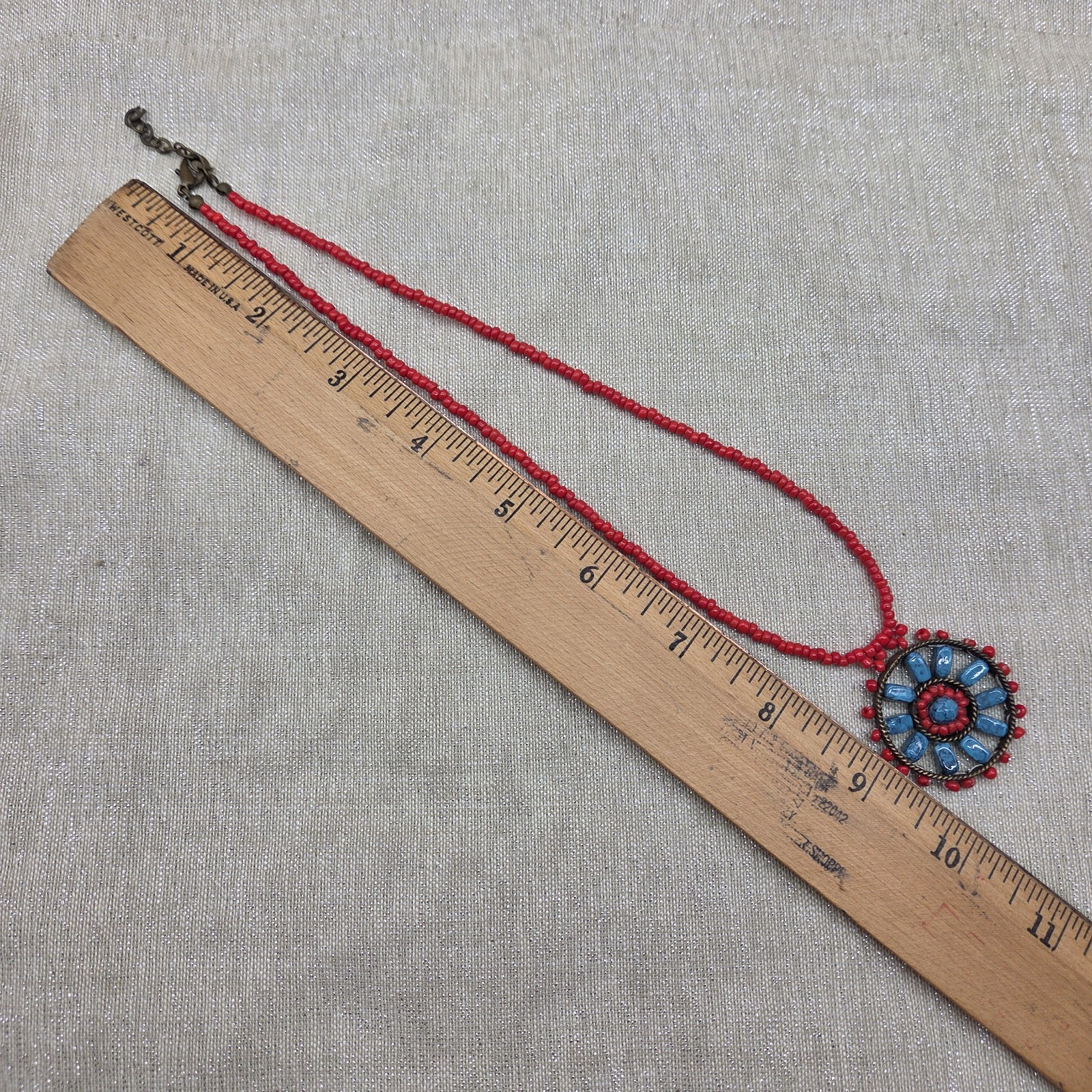 Vintage Faux Turquoise Coral Flower All Occasion Day & Evening Fun Necklace