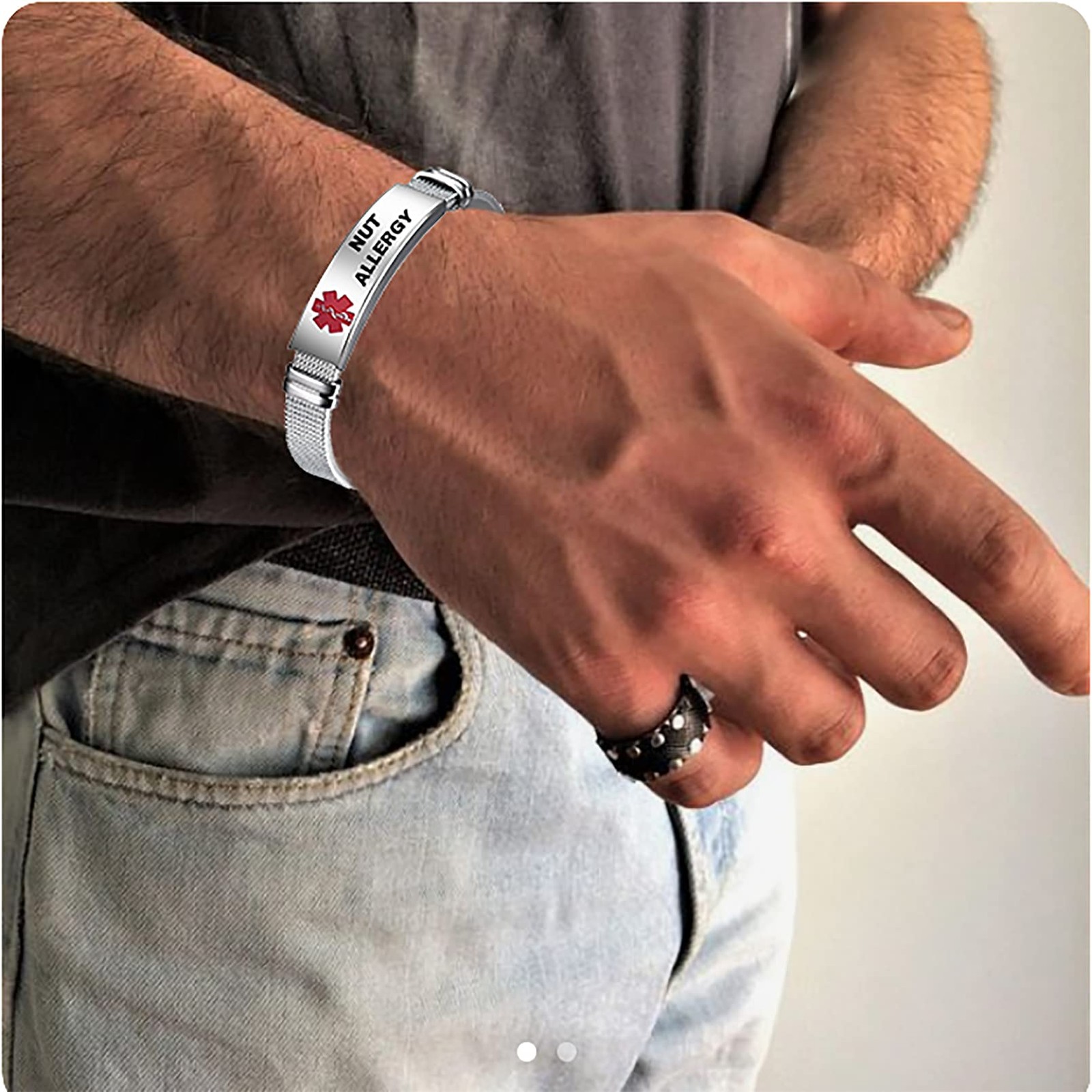 TGLS Red Medical Alert ID Blood Thinner Bracelet for Women Men’s Emergency Fi…