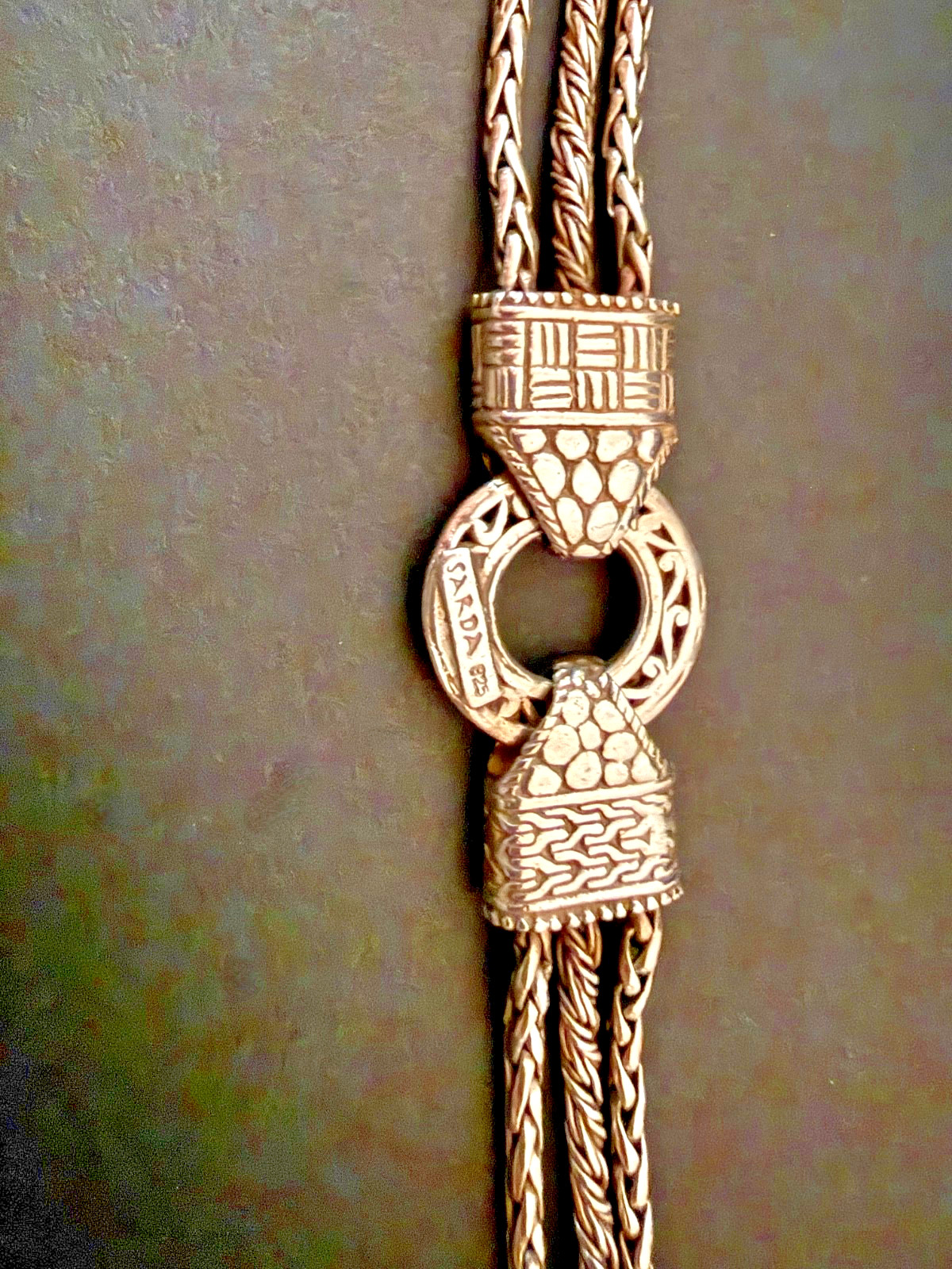 BALINESE Hand Made Sterling Silver TRIPLE CHAIN Bracelet. Filigree. SARDA