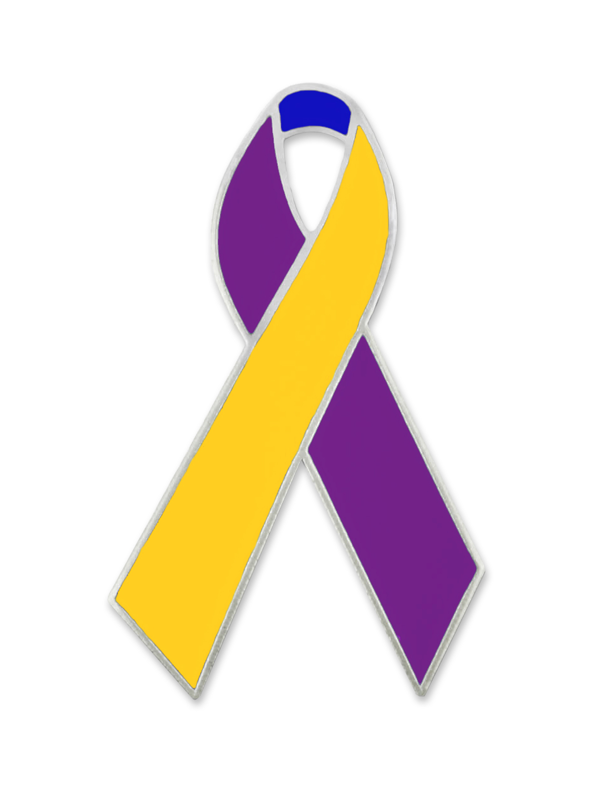 PinMart’s Bladder Cancer Awareness Blue Purple and Yellow Ribbon Lapel Pin
