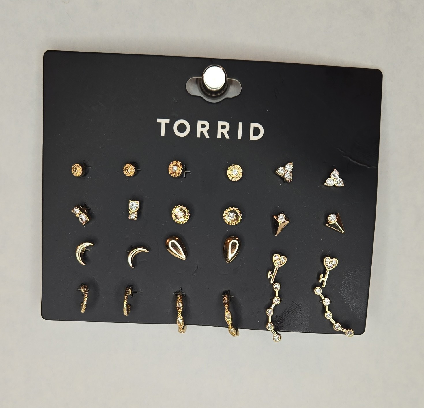 Torrid 12-Pair Gold Tone Rhinestone Stud & Ear Crawler Set Butterfly Back