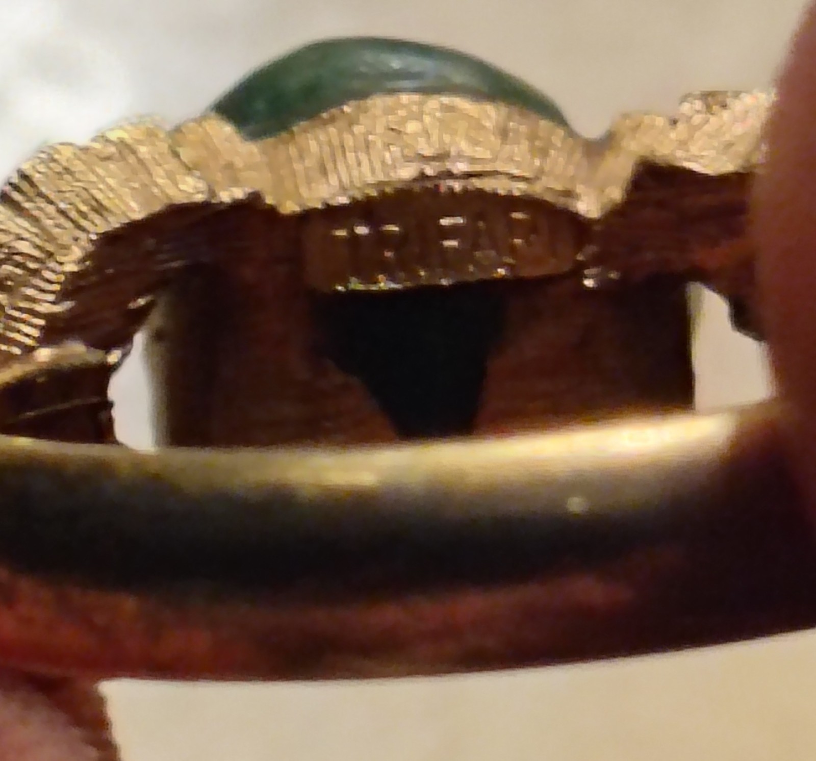 Crown Trifari Persian Garden Jade Rose on Gold Toned Ring RARE Alfred Phillipe