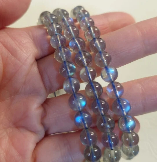Natural Moonstone 7MM Round Beads Healing Reiki Crystal Women Men Bracelet Gifts