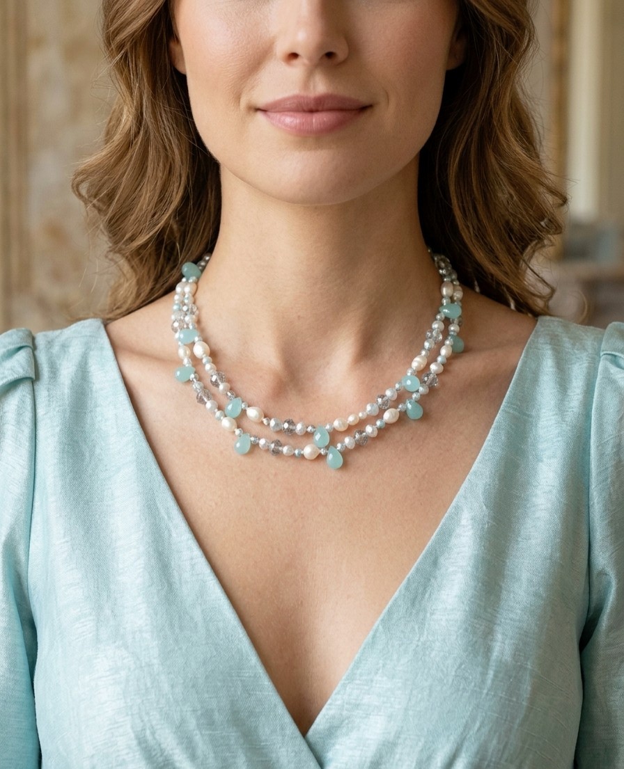 18″ double-strand fashion statement necklace