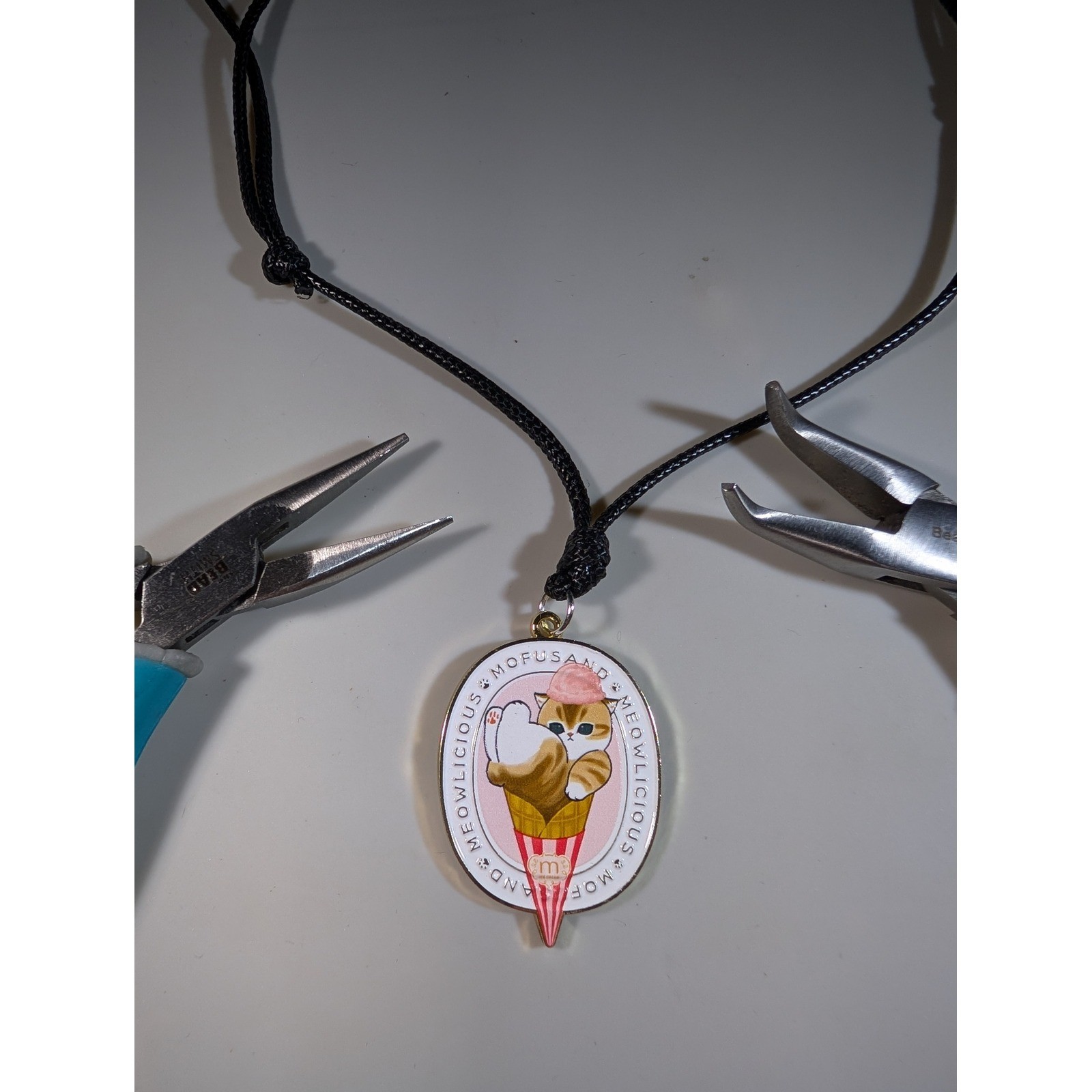 Mofusand Meowlicious Cat Ice Cream Enamel Pendant Adjustable Necklace Kawaii
