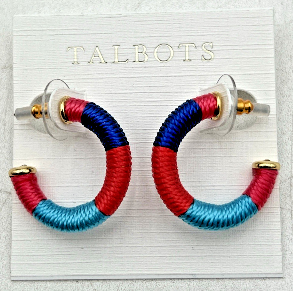 TALBOTS WRAPPED LINKS NECKLACE, BANGLE BRACELET & PIERCED HOOP EARRINGS NWT