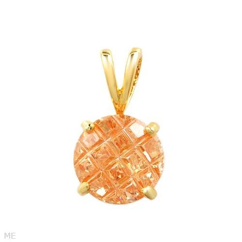 Cute Little Solitaire Pendant W/ 8.00ctw Cubic zirconia in 14K/925 Plated Silver