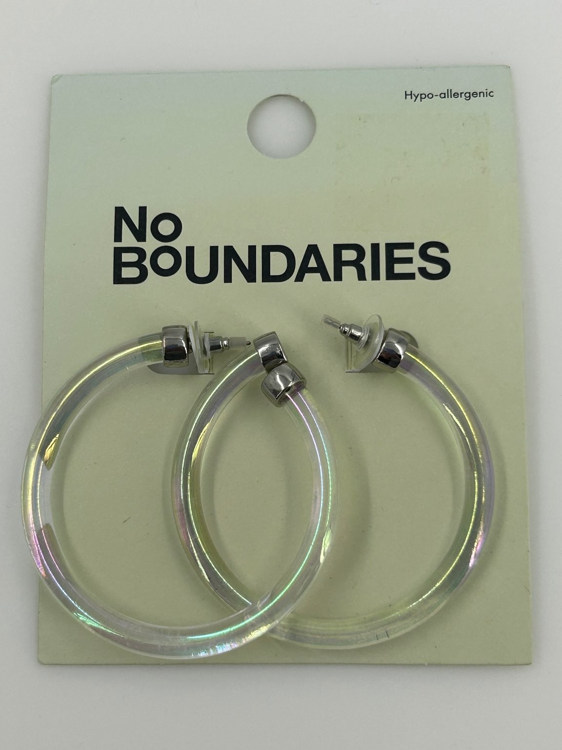 No Boundaries Clear Hoop Earrings 2.5in Iridescent Acrylic Hoops