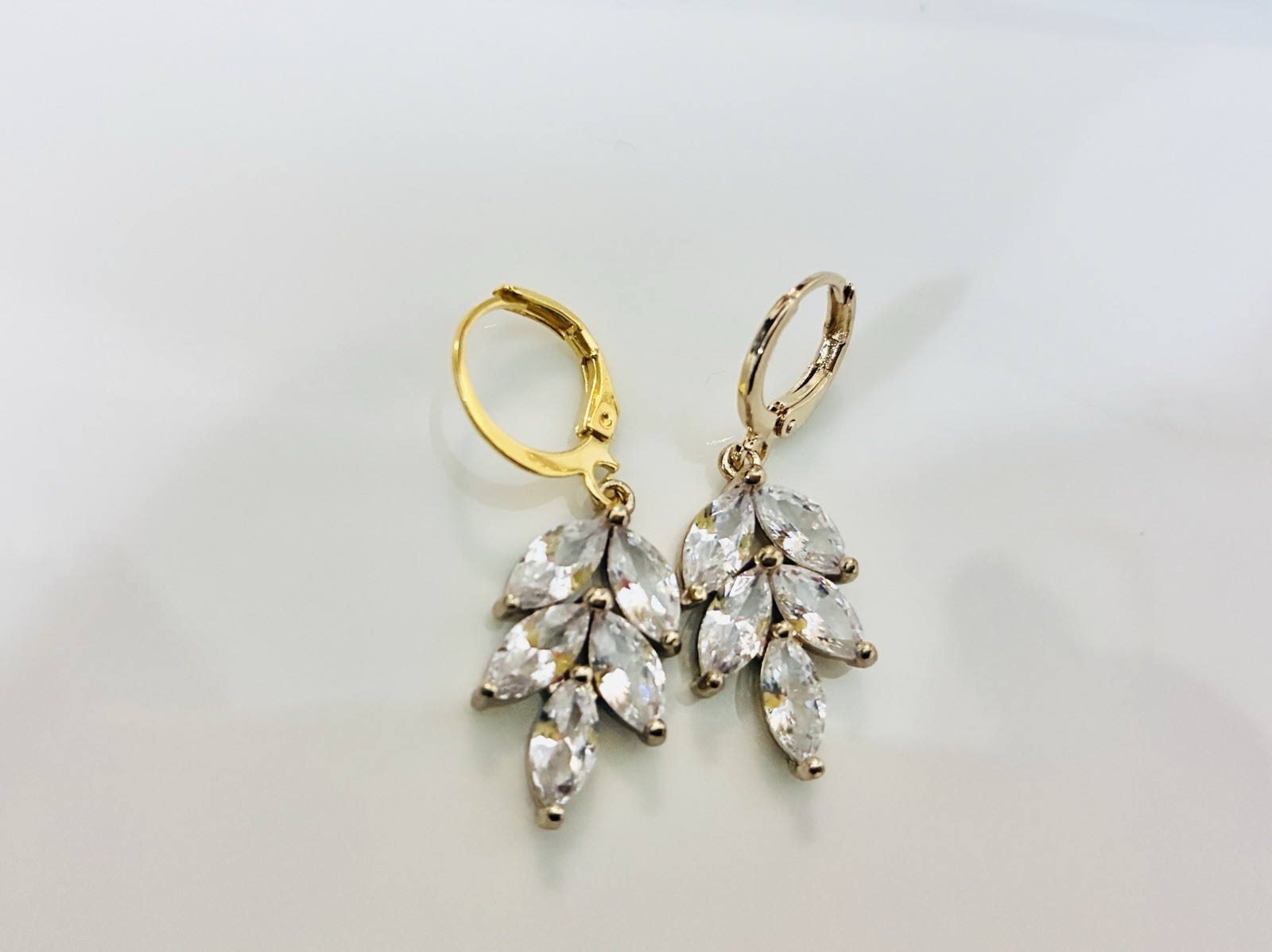 Glass Leaf Hoop Earrings, High Quality, Simple