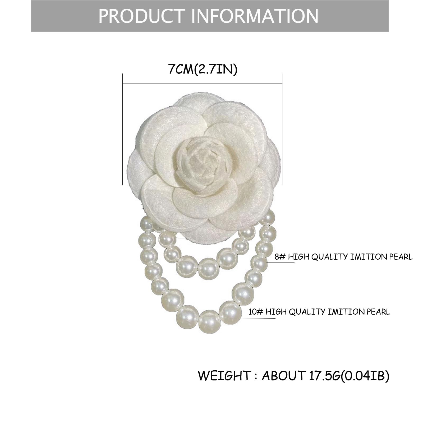 Elegant Fabric Camellia Flower Brooch Pins for Women,Vintage Pearl Tassel Cor…