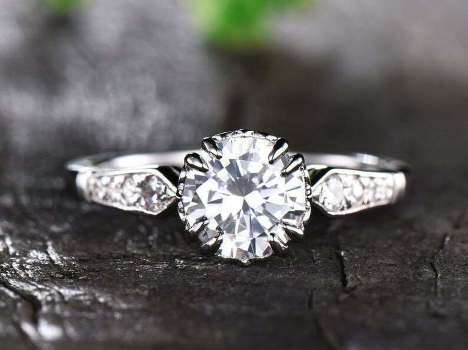 1.75CT Round Moissanite Diamond Engagement Wedding Anniversary Ring For Her