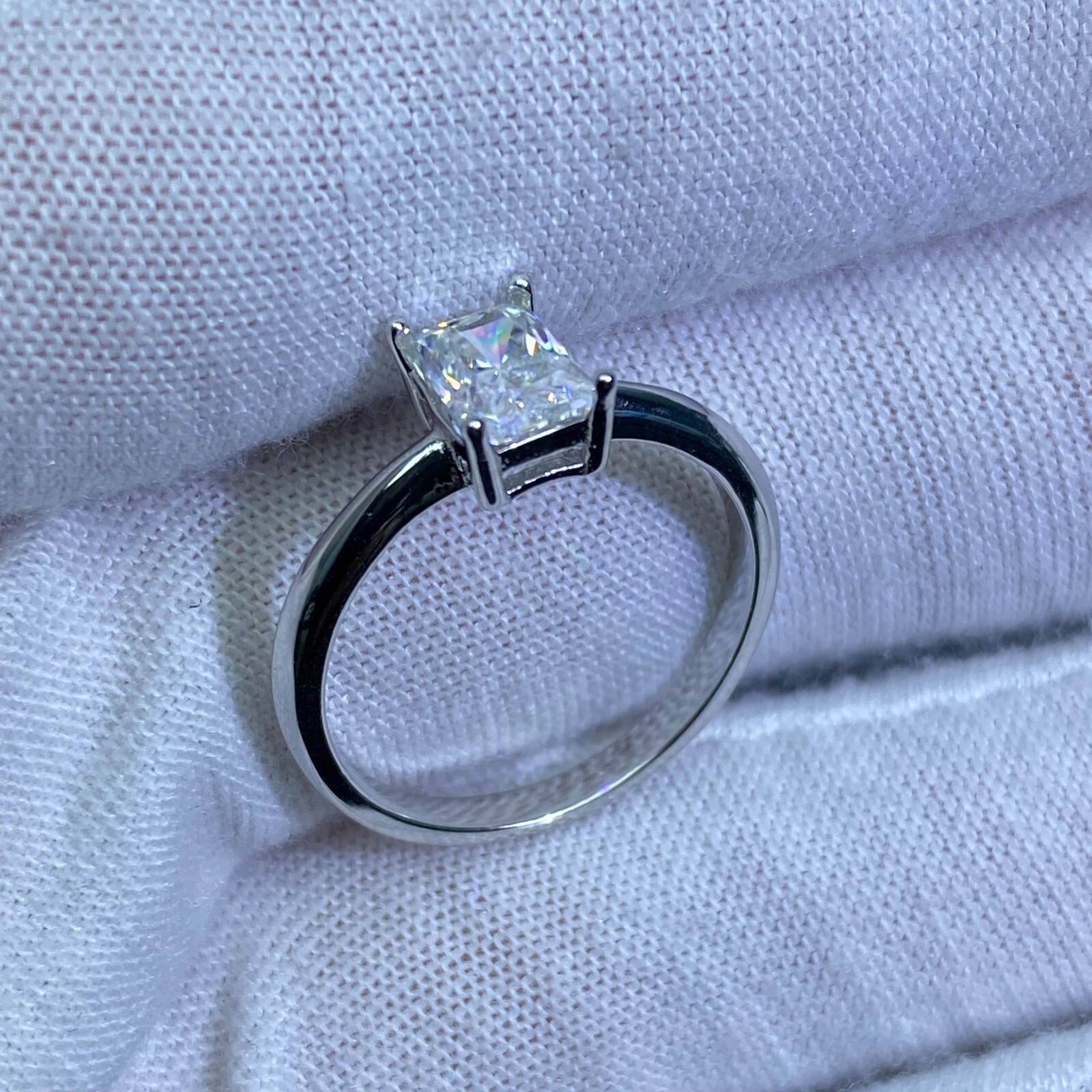 1Ct D-color Moissanite Radiant Cut S925 Sterling Silver Gold Plated Ring #90
