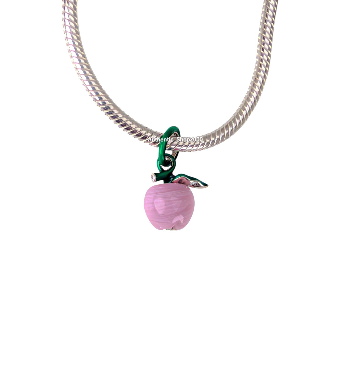 New 100% Authentic PANDORA Moments 925 Murano Glass Pink Apple Charm 794485C01