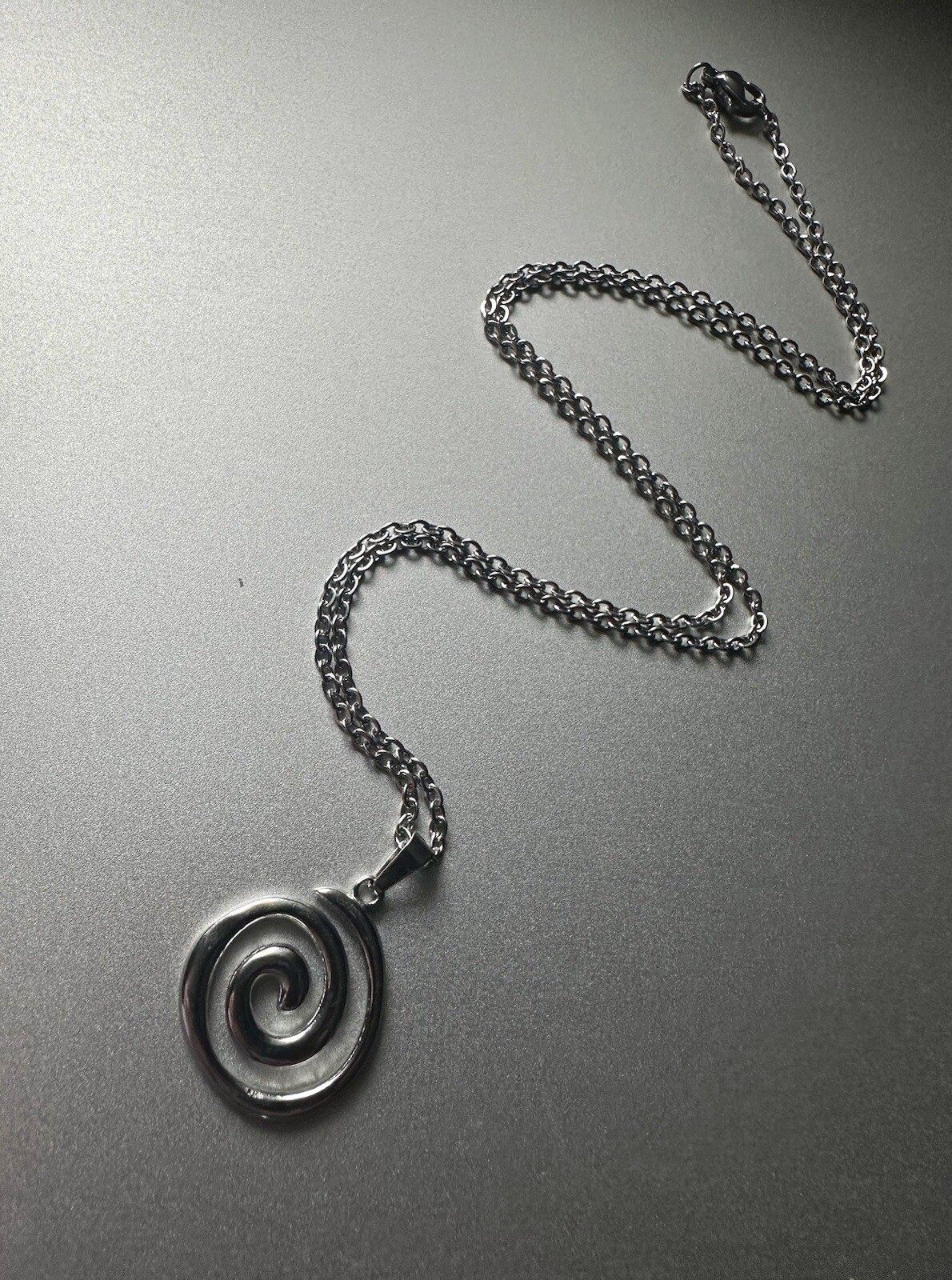 Spiral Swirl Pendant Necklace Chain Silver Unisex Women Men Brand New
