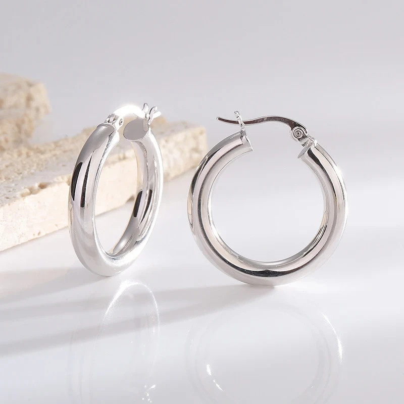 925 Sterling Silver Small 15MM Hoop Earrings Men Women Children Unisex Gift