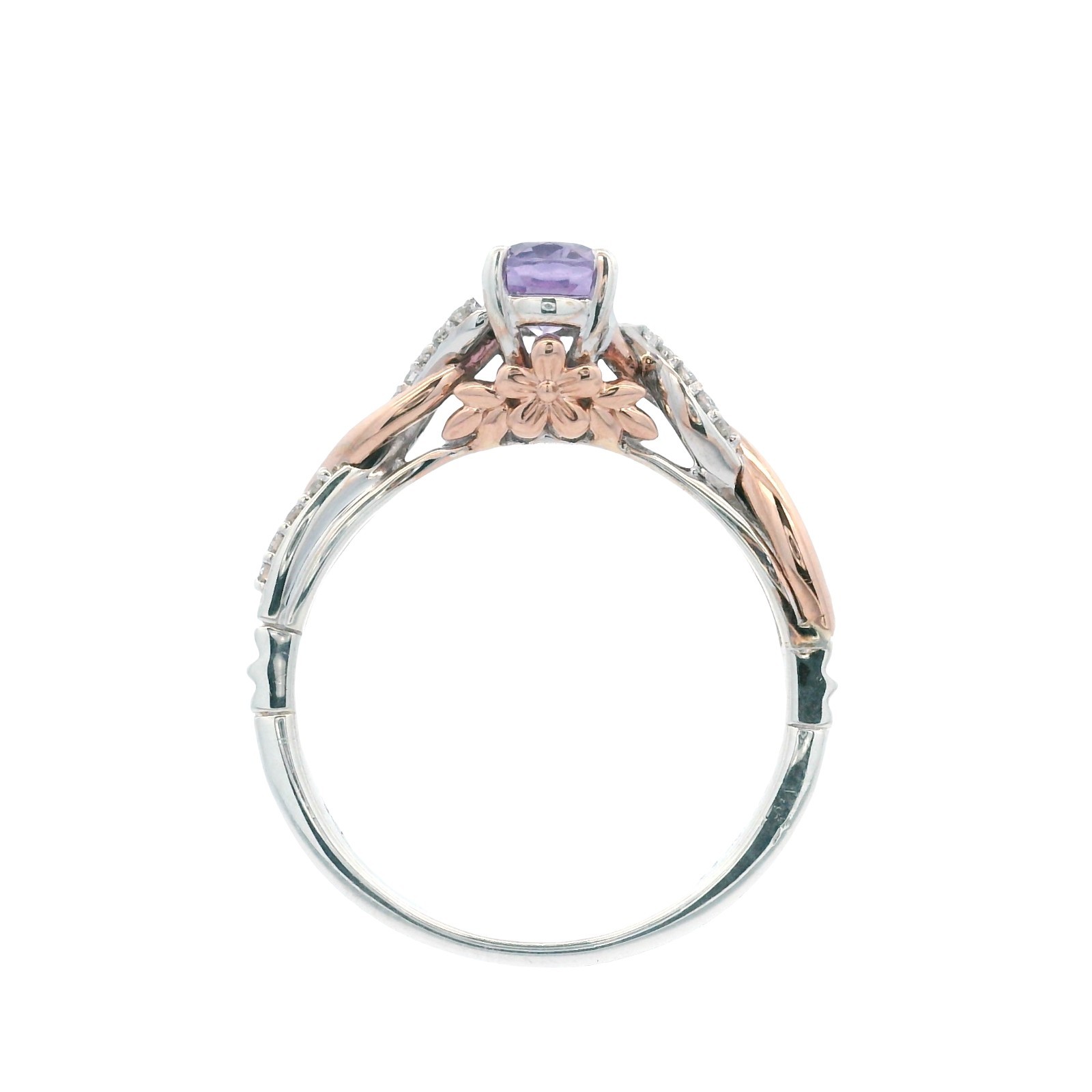 Enchanted Disney Rapunzel Amethyst & Diamond Ring in 925 10kt Rose Gold Sz 7.75
