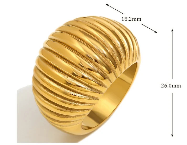 Gold plated dome ring brass metal unisex boho ring for gift