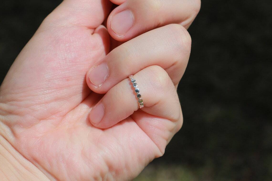 Solid Metal Women’s Circle Link Adjustable Toe Ring 14k White Gold Plated Silver
