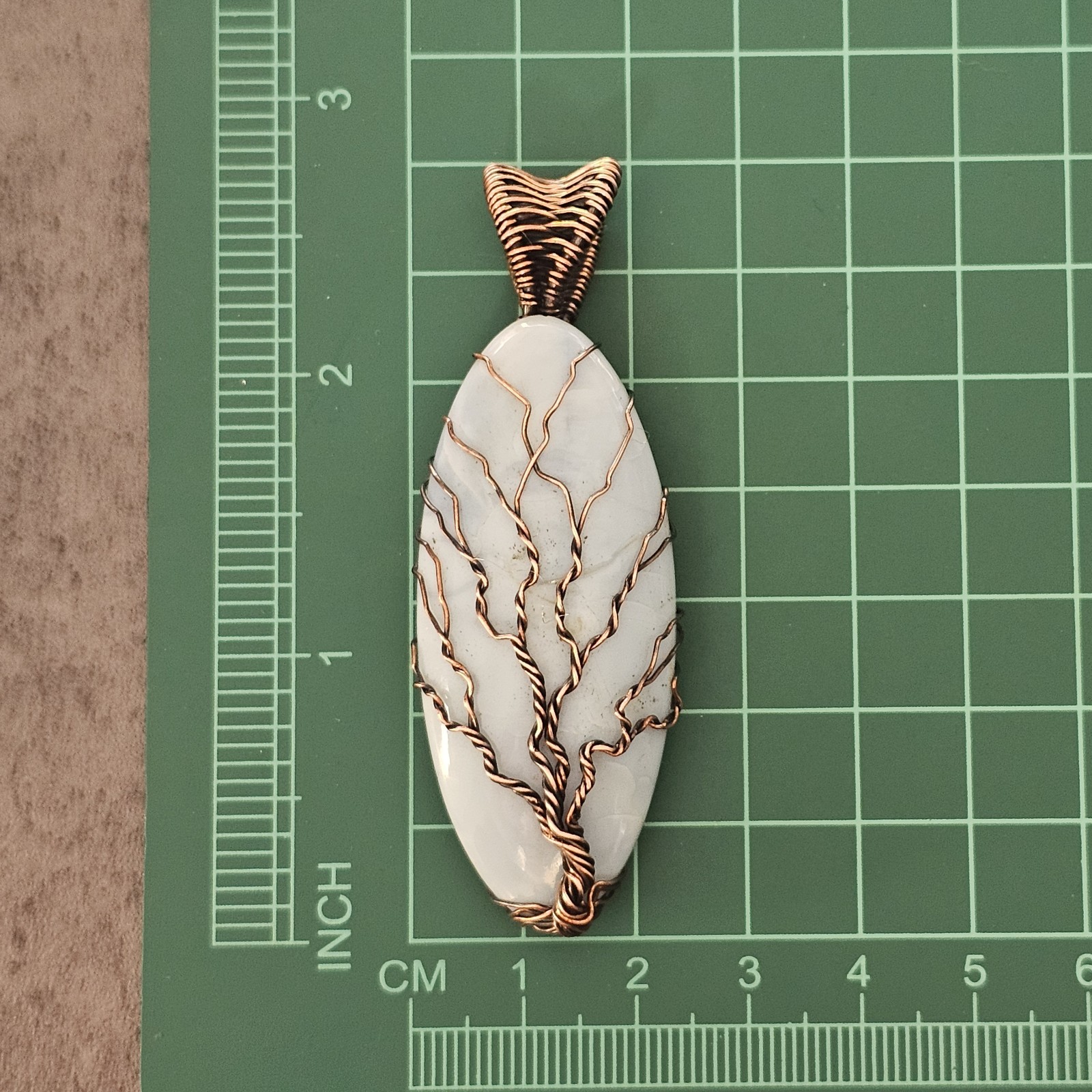 Blue Lace Agate Copper Wire Wrapped Tree Of Life Pendant 2.75″ Genuine Gemstone