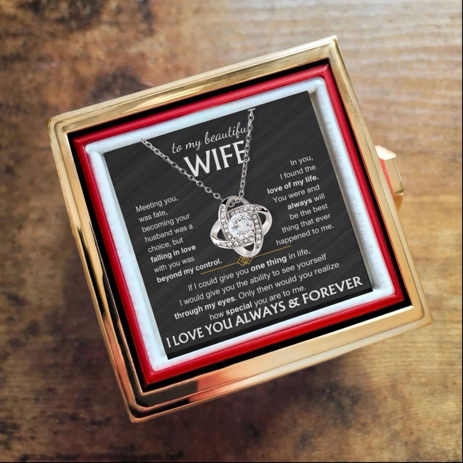 To My wife Love Knot Necklace Gift FOR birthday anniversary Valentine’s Day