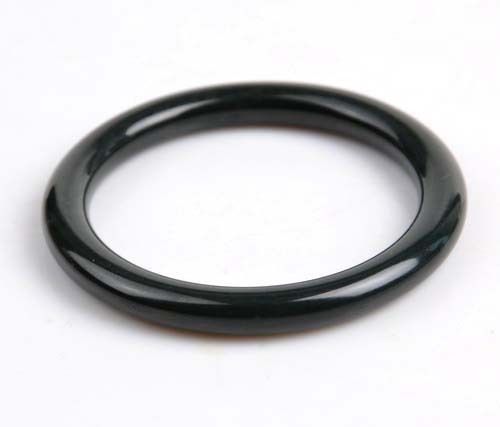 58mm Natural Black Nephrite Jade Round Bangle Bracelet w/ Certificate