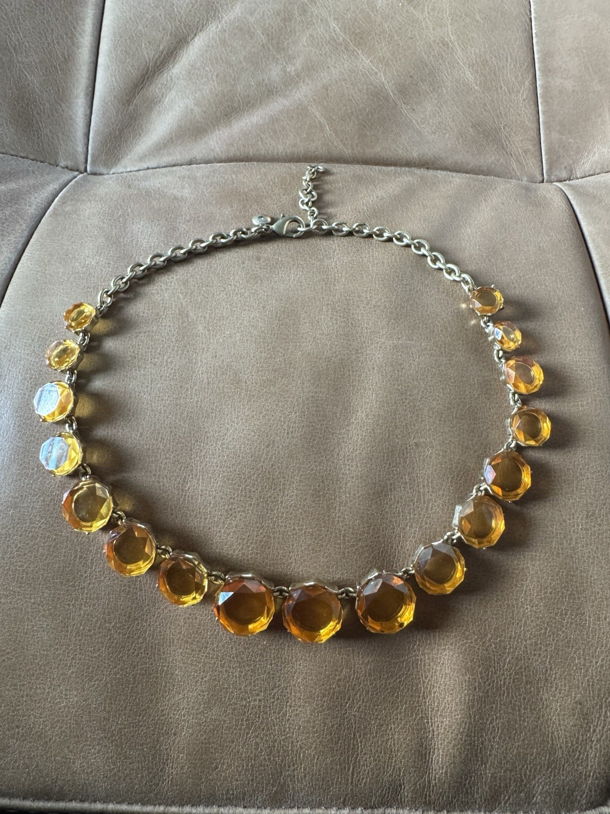 JCrew Amber Orange Crystal Collet Statement Choker Necklace Riviera