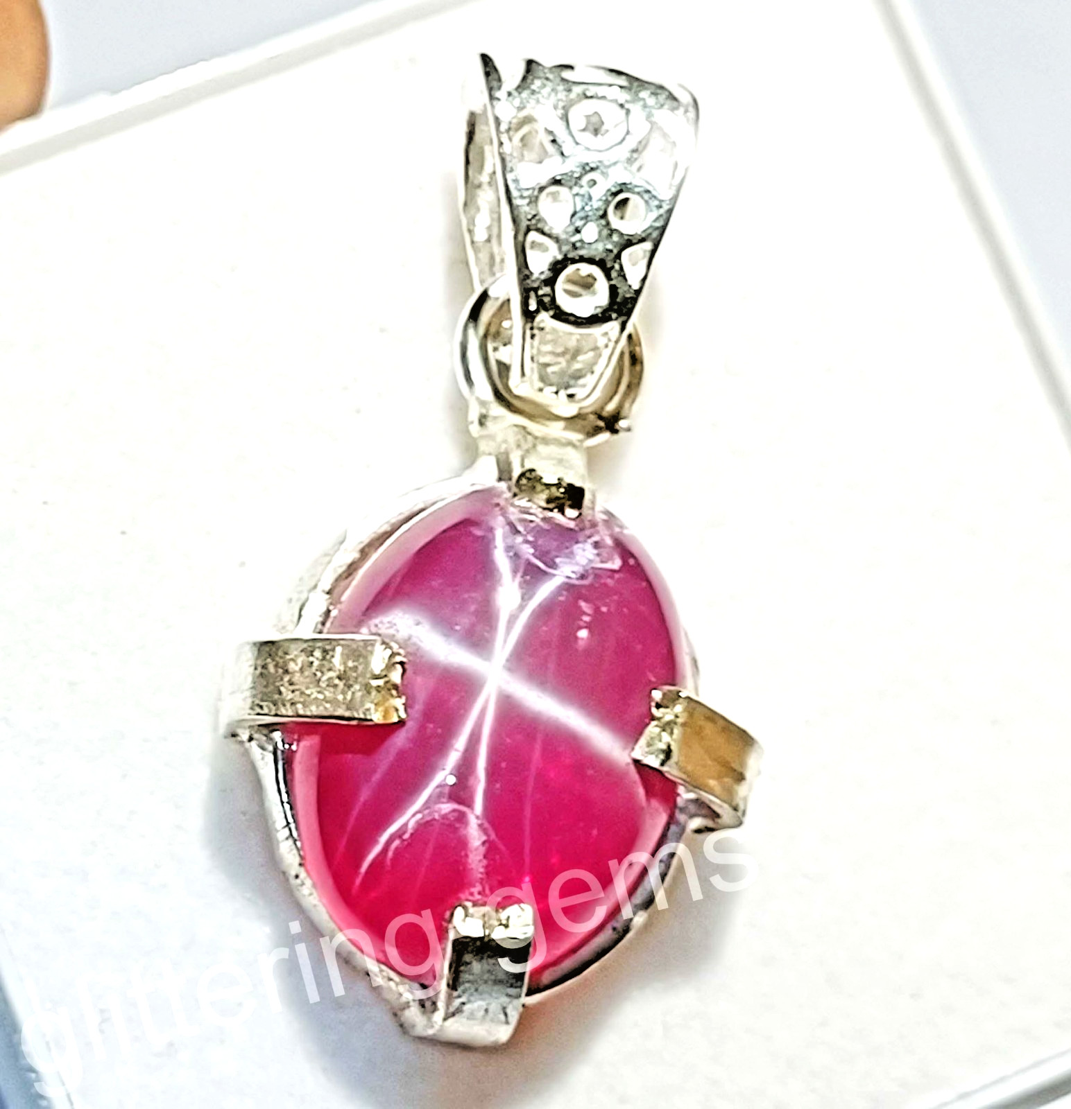 Natural 27.65 Ct Star Ruby Pendant Oval Shape 925 Solid Pendant Loose Gem 5DOS