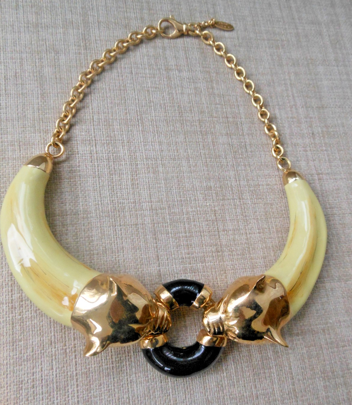 CREART Italy Rare Vintage Designer Panther Head Statement Necklace