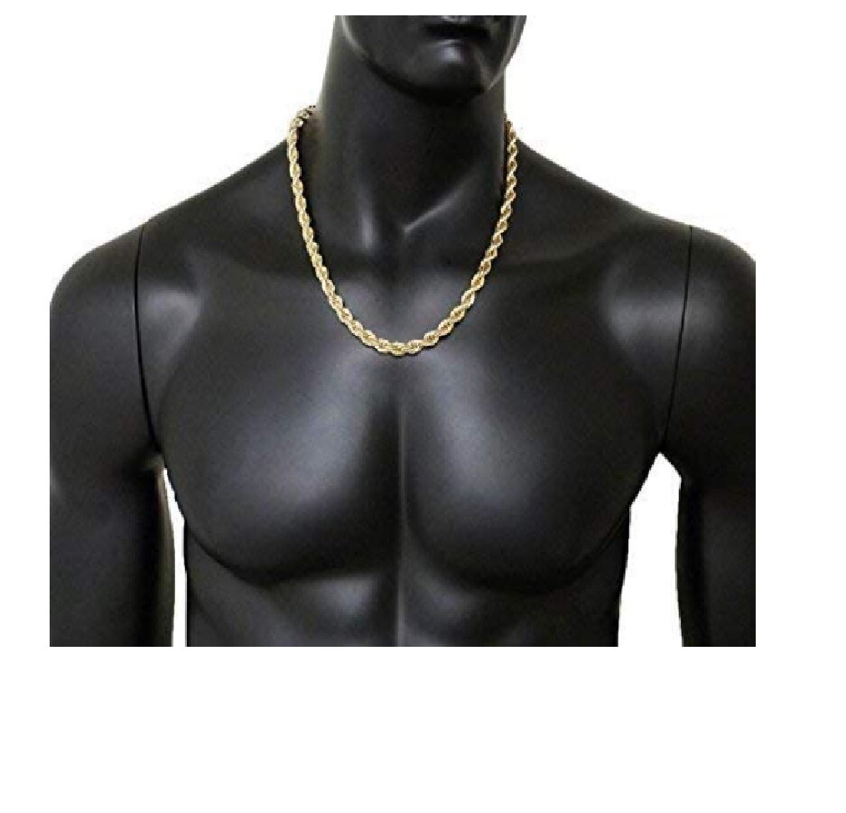 Solid 18K Yellow Gold Filled Tarnish-Free 16-32″ 4mm Italian Rope Chain Necklace