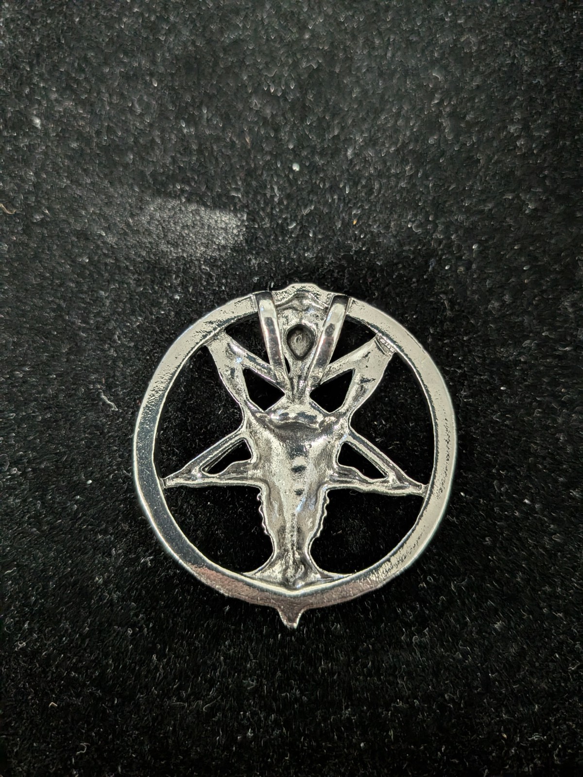 Baphamet, Gold Horn, Stainless Steel, Pentagram, Pendant, (Left-Hand Path)