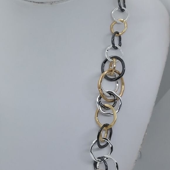 Alfani black, gold, and silver hoop necklace