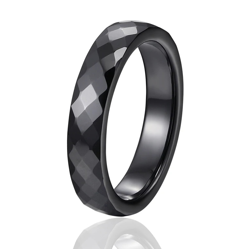 Ceramic Ring 4mm Hand Cut Pink Black White Scratch Resistant Women Jewelry