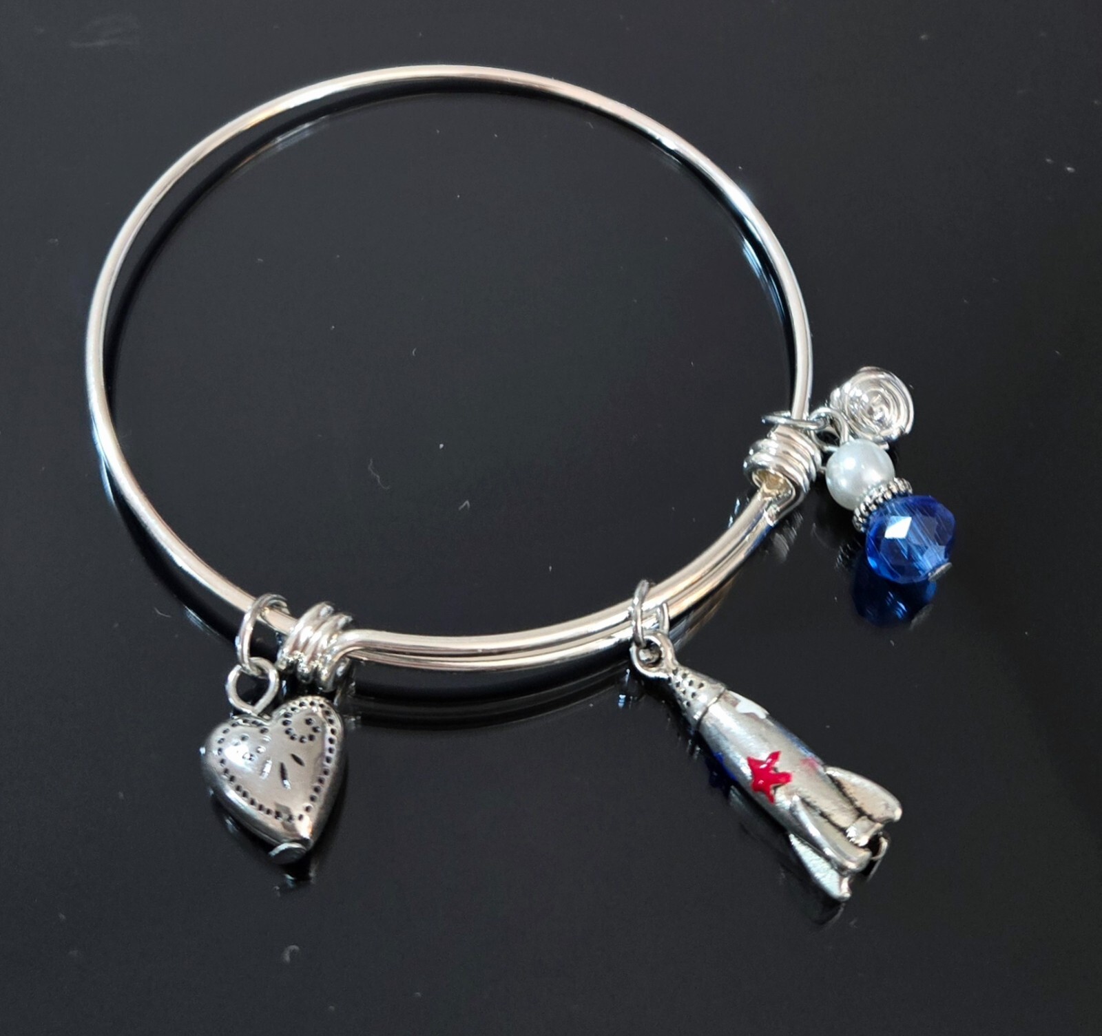 Bangle Bracelet Lot Hairdresser charm Science Alien Rocket Star Handmade 8 pc