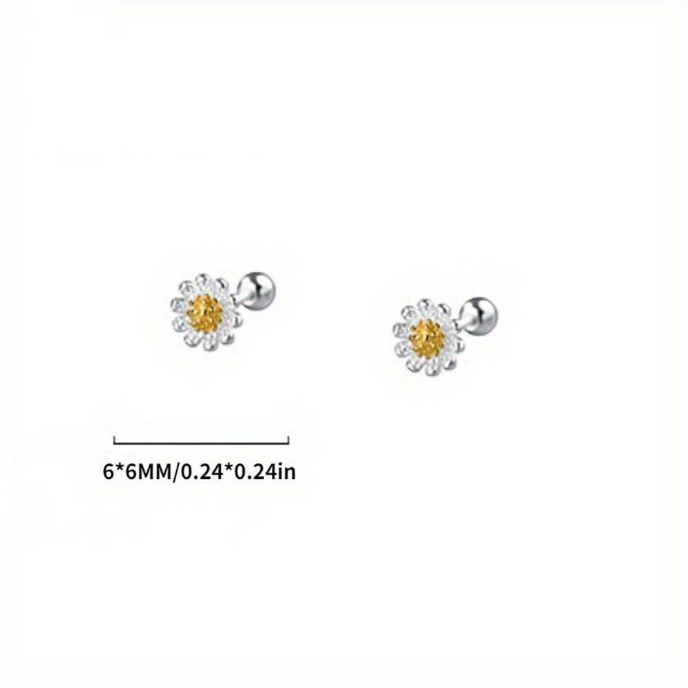 Small 2pc Daisy Flower Stud Earrings 925 Silver for Casual & Formal Occasion Use