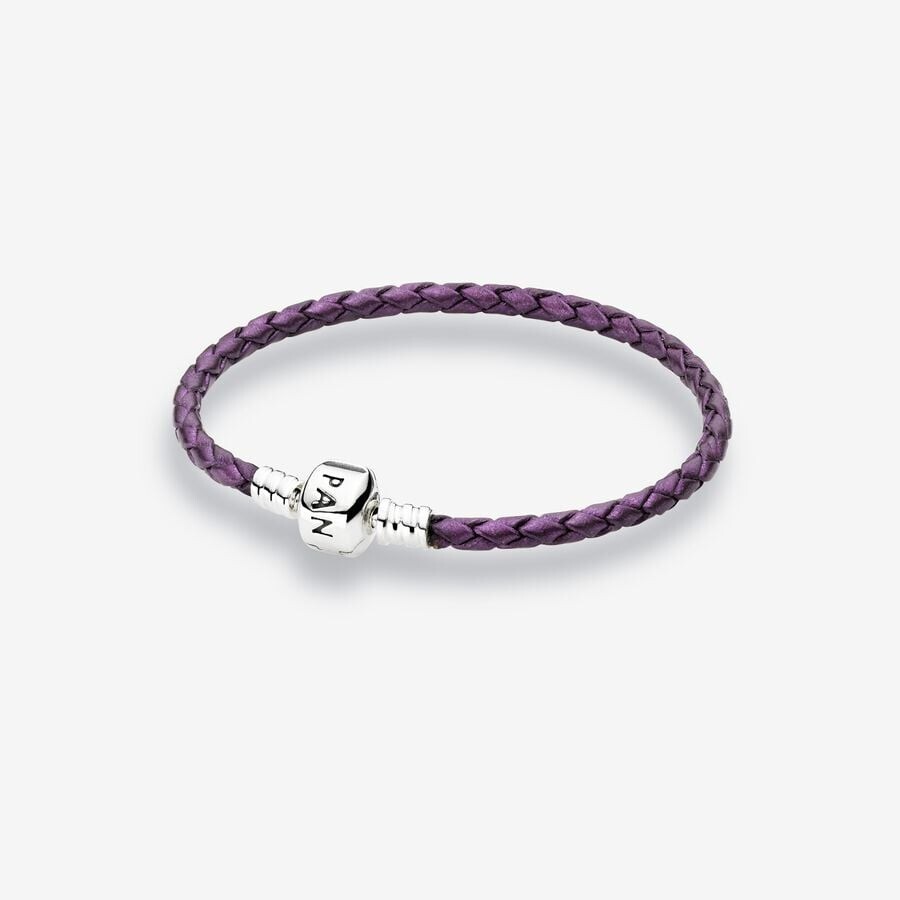 Pandora Champagne Single Braided Leather Bracelet 590705CPL-S1 17.5cm 6.8 in
