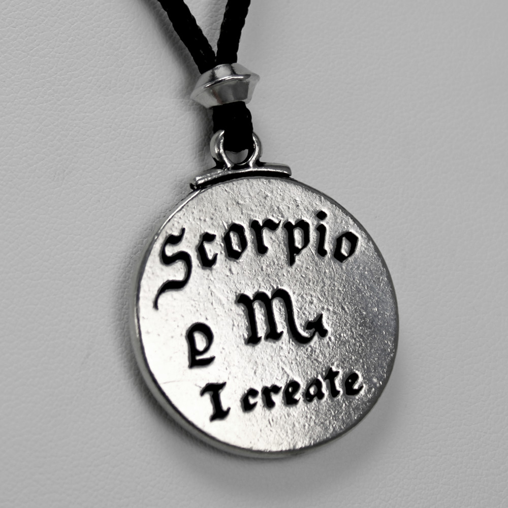 Scorpio Zodiac Pendant Astrology Necklace Horoscope Jewelry Pewter Talisman