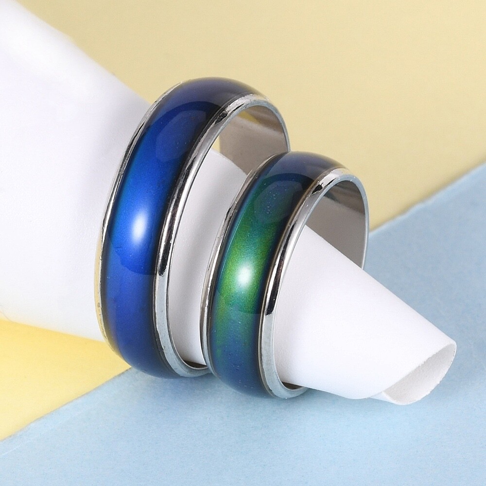 Stainless Steel Plated Color Changing Mood Ring Temperature Women Men 6-12 R46