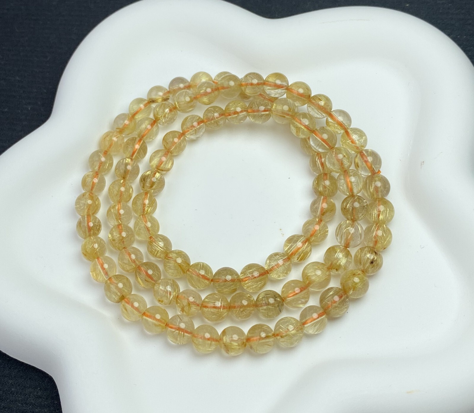 Natural Gold Rutilated Crystal Super Energetic Beaded Bracelet Necklace 6.9mm