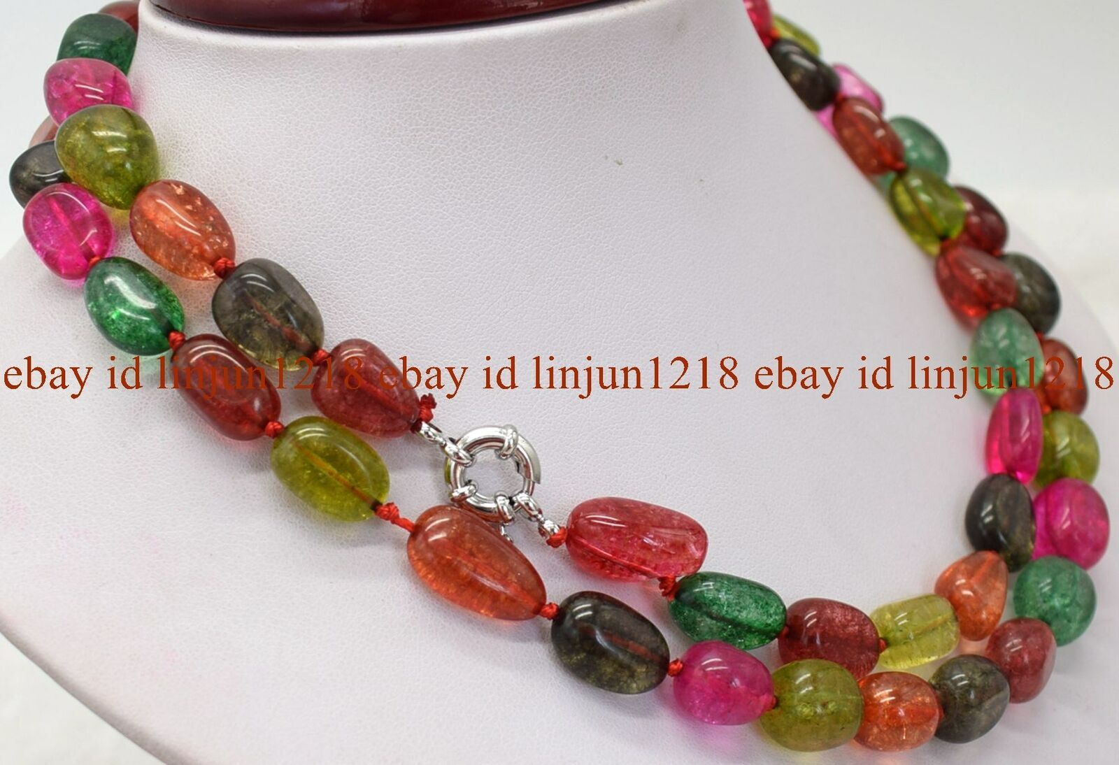Genuine 10x14mm Colorful Tourmaline Gemstone Beads Necklace 14-50 in