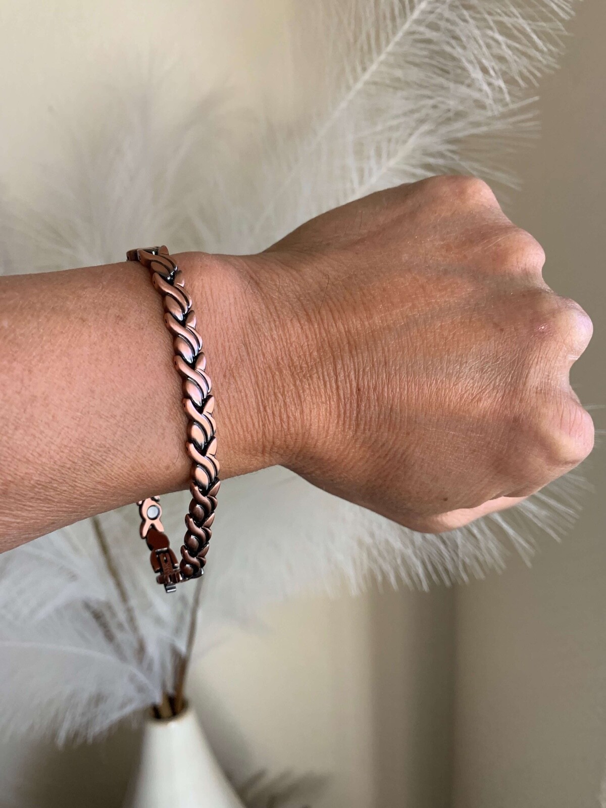 Swirl Pure Copper Magnetic Bracelet Women Balance Arthritis Pain Energy 8.2 in