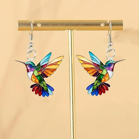 Acrylic Hummingbird Earrings 2D Bird Shape Earrings For Women Girls Ear Charms