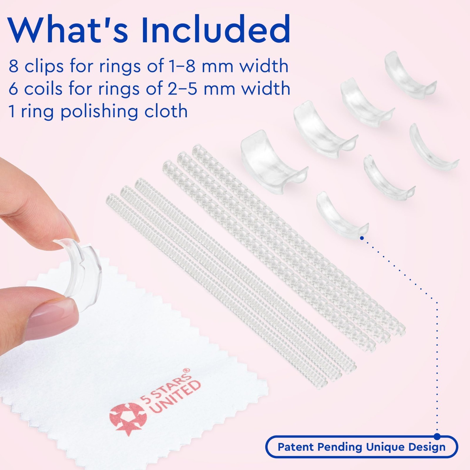 Adjustable Ring Sizers – 8 Clip & 6 Coil Adjusters, Ring Guards for Loose Rings
