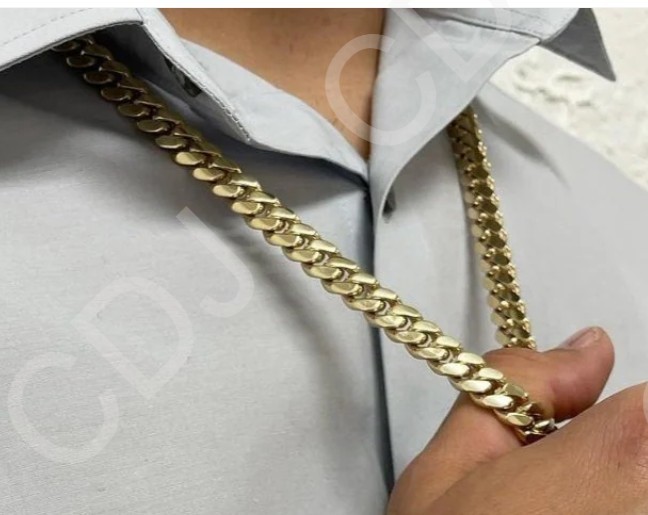 Wedding Gift For Men’s Solid Cuban Link Necklace 20″ Yellow Gold plated Silver